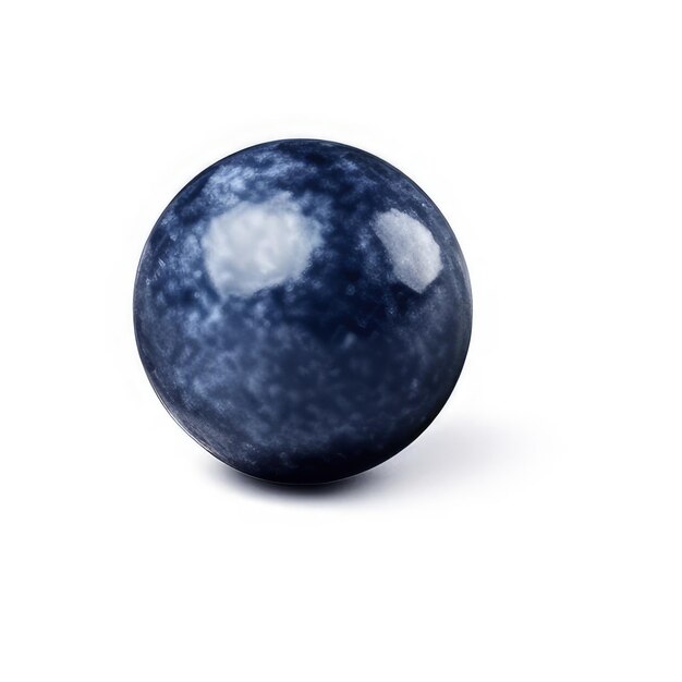 Een blauw marmeren object met het wit en blauw erop