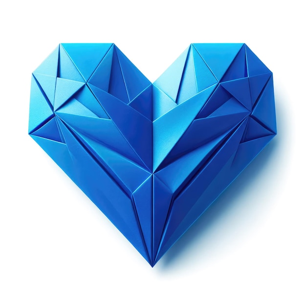 een blauw origami papieren hart