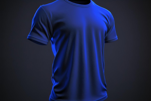 Een blauw shirt met een wit logo erop