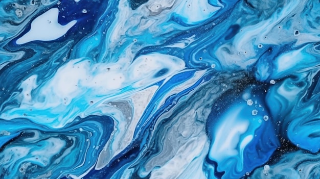 Een blauw-wit abstract schilderij met de woorden blauw erop.