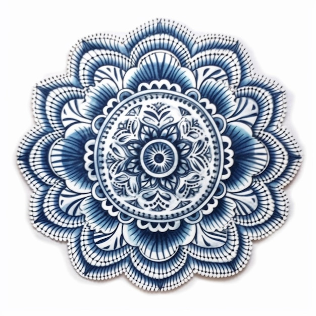 Een blauw-wit bord met een bloemmotief erop.