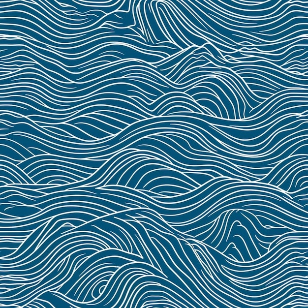 een blauw-wit patroon met golven