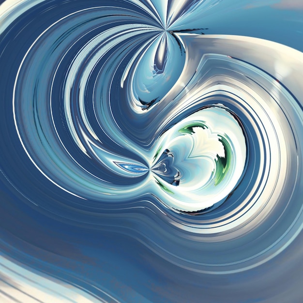 Een blauw-wit schilderij van een waterdruppel