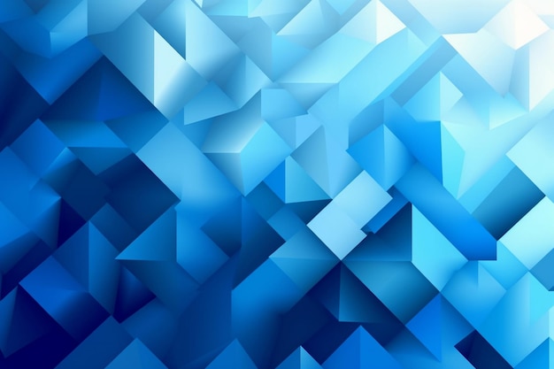 Een blauwe abstracte achtergrond met geometrische vormen en driehoeken.