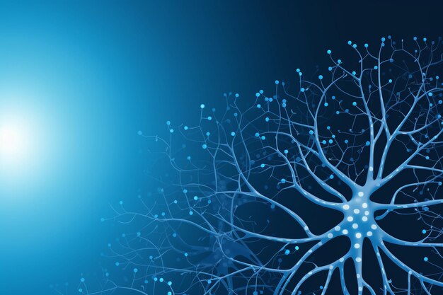 Foto een blauwe achtergrond met de woorden neuron erop.