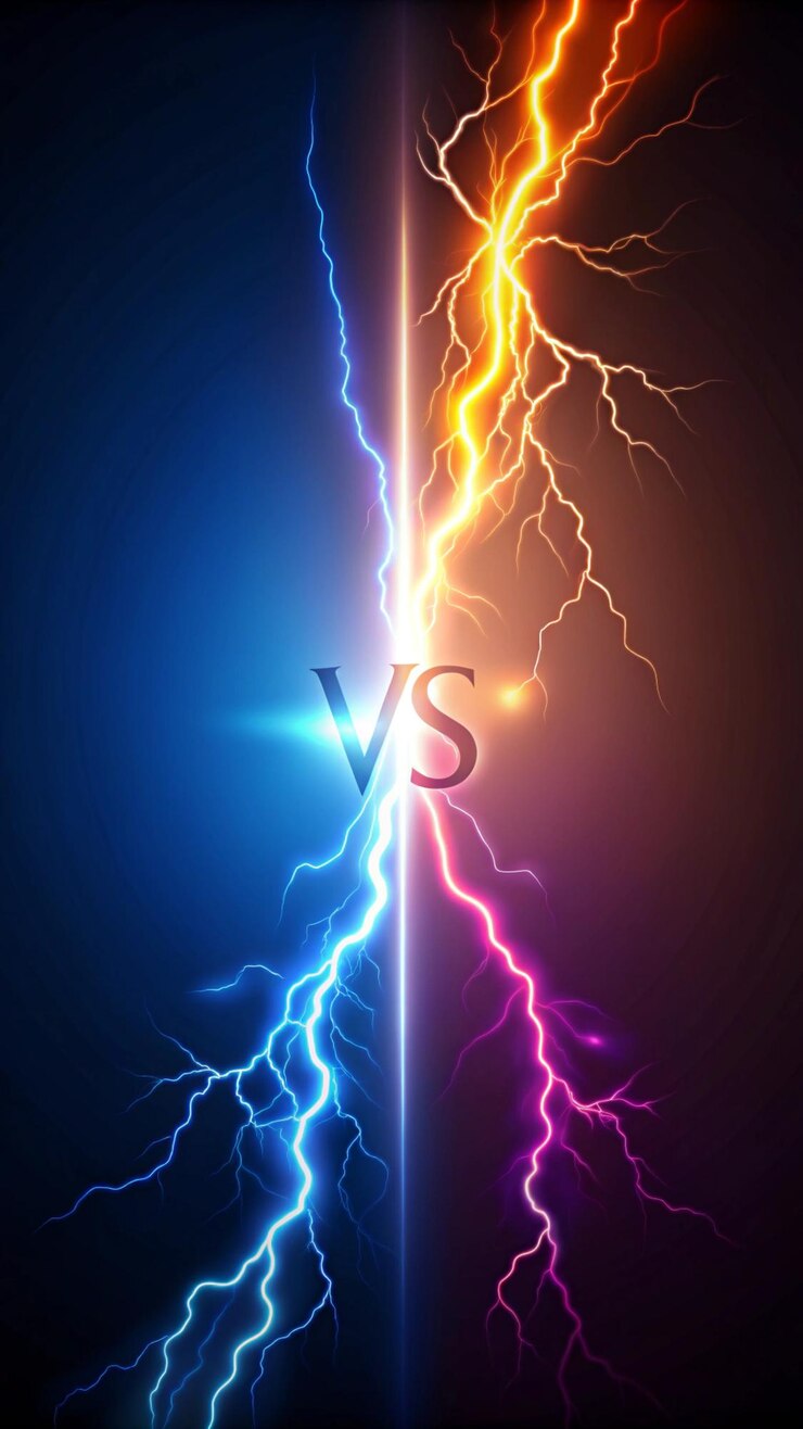Foto een blauwe achtergrond met het woord vs en het woord vs