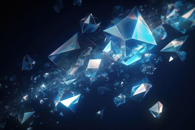 Foto een blauwe achtergrond met kristallen