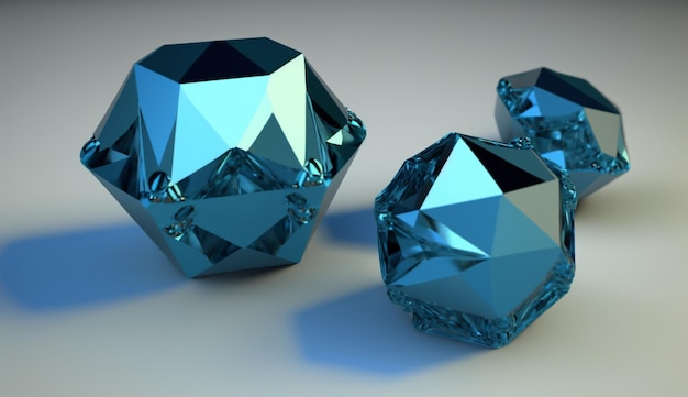 Een blauwe diamant zit op een tafel.