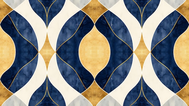 een blauwe en gouden quilt met een gouden patroon