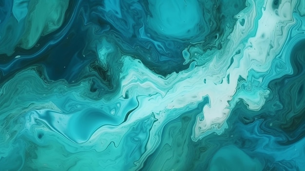 Een blauwe en groene abstracte achtergrond met een werveling van water.