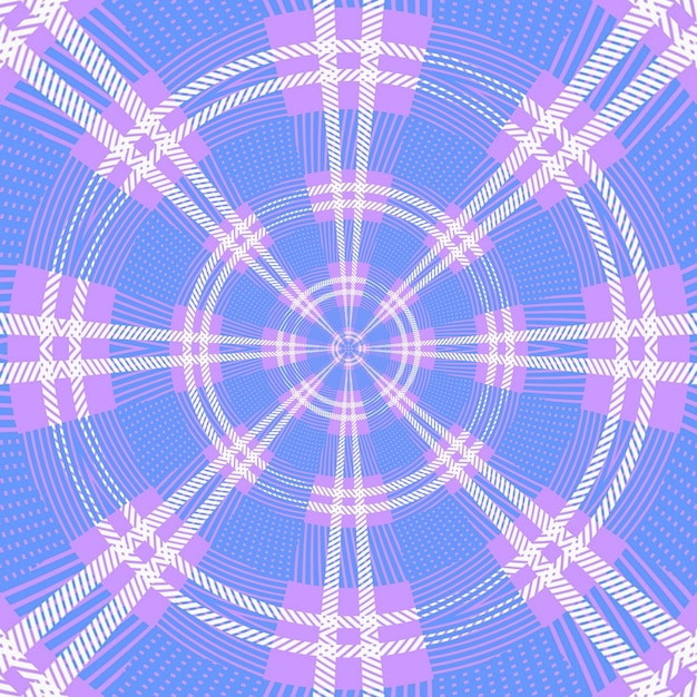 Een blauwe en roze achtergrond met een patroon van cirkels en het woord zigzag.