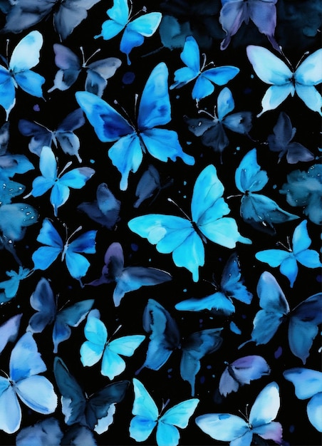een blauwe en roze plant met blauwe vlinders