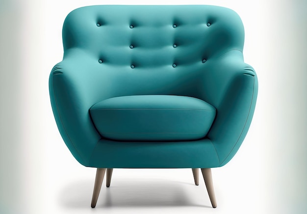 Een blauwe fauteuil op een witte achtergrond