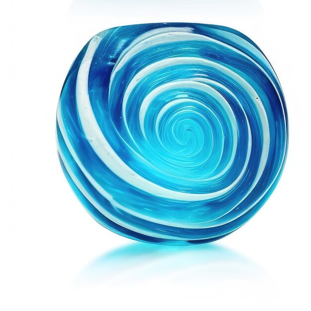 Foto een blauwe glazen kom met spiraalvormig ontwerp erop