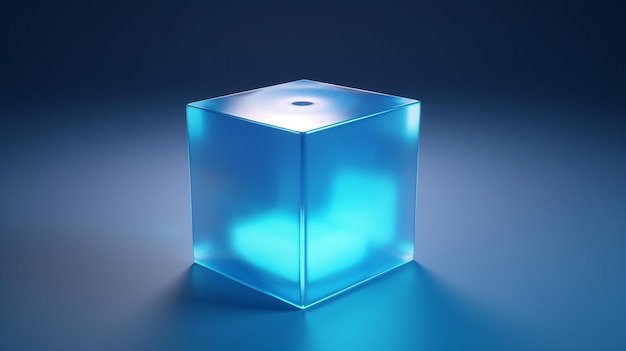 Foto een blauwe kubus met het woord kubus erop