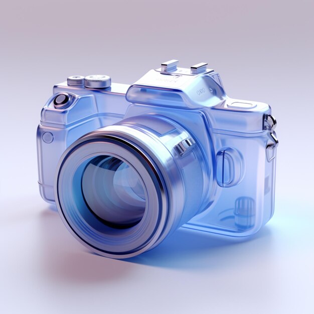 een blauwe lens van een camera met een lenskap gegenereerd door AI