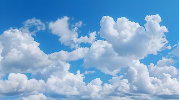 Een blauwe lucht met wolken en een witte wolk in het midden.