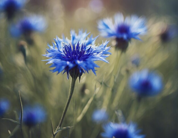 Foto een blauwe maïsbloem.