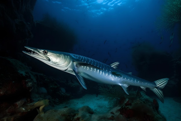 Een blauwe marlijn die in de oceaan zwemt