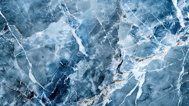 een blauwe marmeren textuur met een goudblad erop
