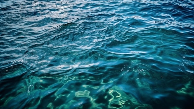 Een blauwe oceaan met het woord oceaan erop