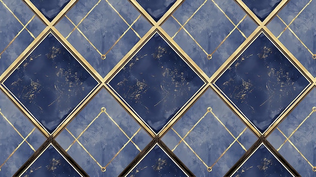 een blauwe tegel met gouden en witte patronen op een blauwe achtergrond