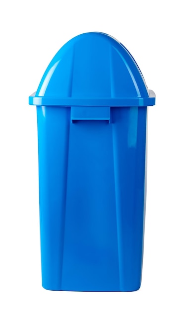 Een blauwe vuilnisbak geïsoleerd op wit