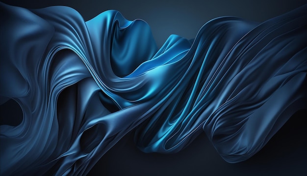 Een blauwe zijden stof met een zachte golving.
