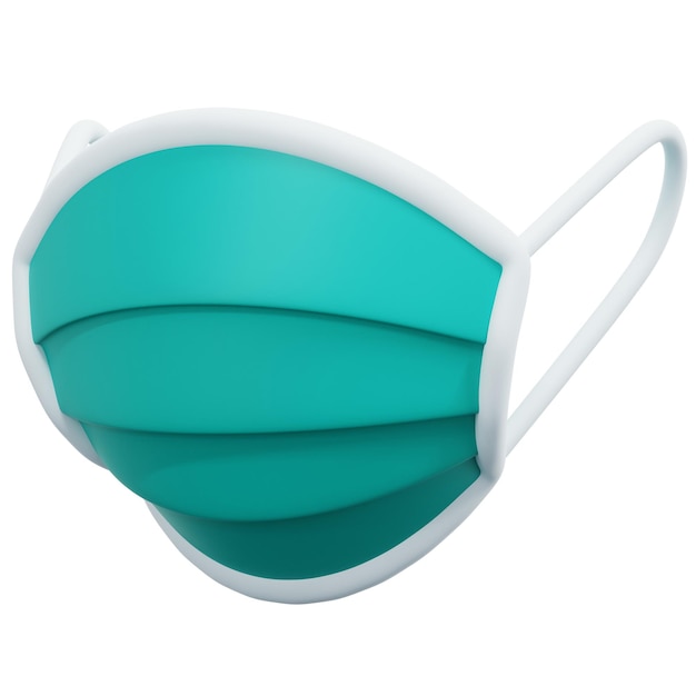 Een blauwgroen en blauwgroen gezichtsmasker met een witte achtergrond.