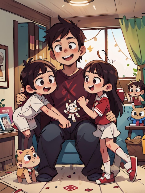 Een blije familie