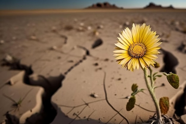 Een bloem die in droog land bloeit