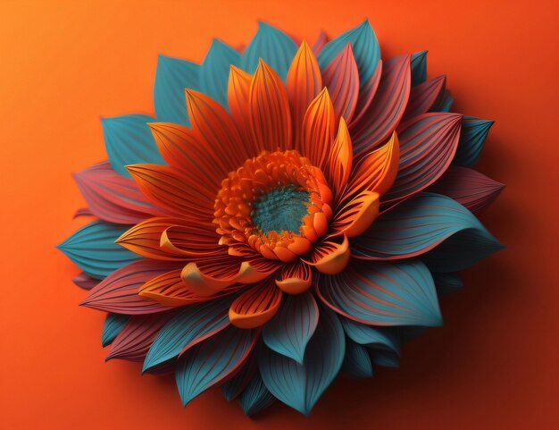 Een bloem die oranje en blauw is