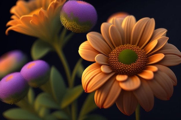 Een bloem die oranje en geel is