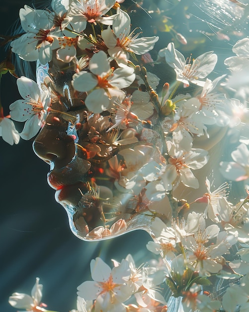 een bloem drijft in het water met de zon die er doorheen schijnt