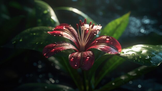 Een bloem in de regen