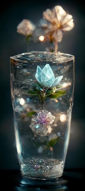 Een bloem in een glas water