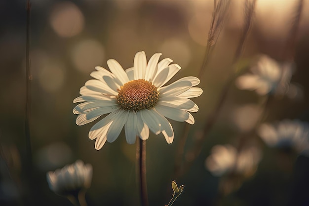 Een bloem in een veld waar de zon op schijnt