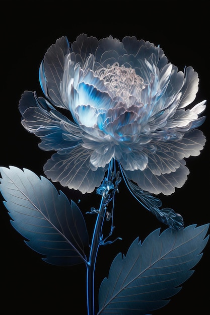 Een bloem met een blauwe achtergrond en het woord "erop"
