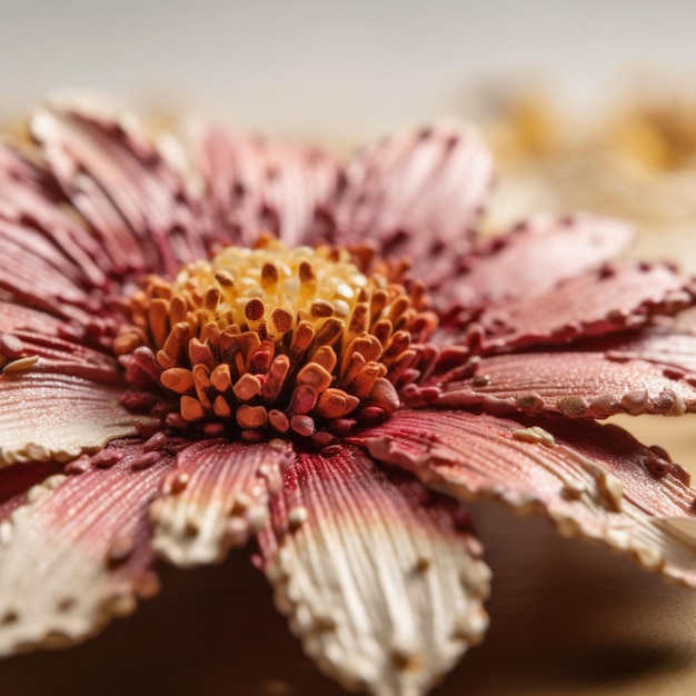 Foto een bloem met een geel hart en rode bloemblaadjes