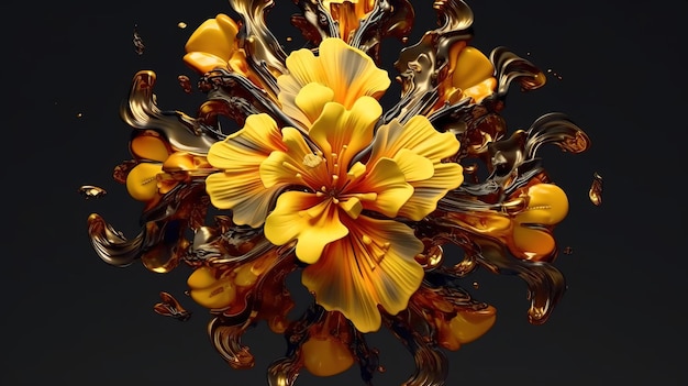 Een bloem met gouden en zwarte kleuren wordt getoond.