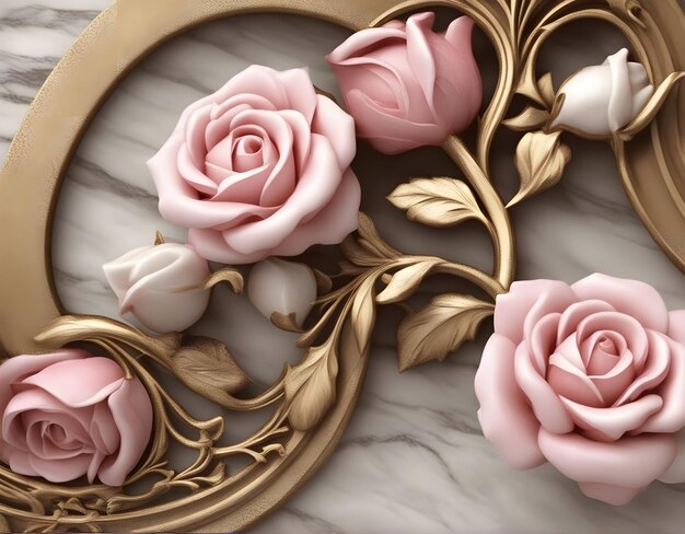 Foto een bloem roze en witte bladeren goud