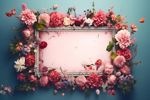 Een bloemenframe met geweldige bloemen