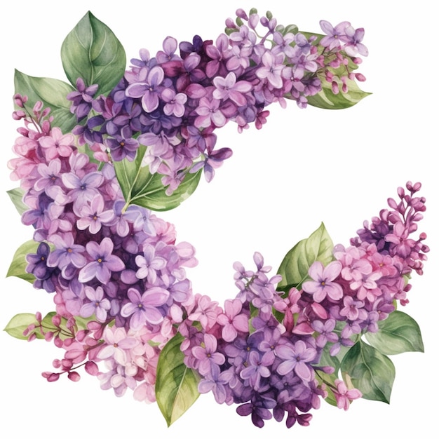 Een bloemenlijst van paarse seringen met de letter c erop.