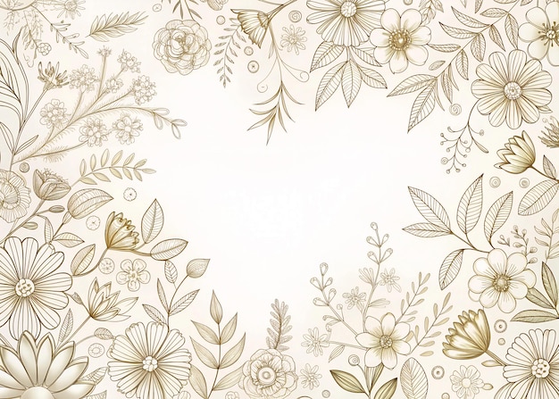 een bloemenontwerp met bloemen op een beige achtergrond