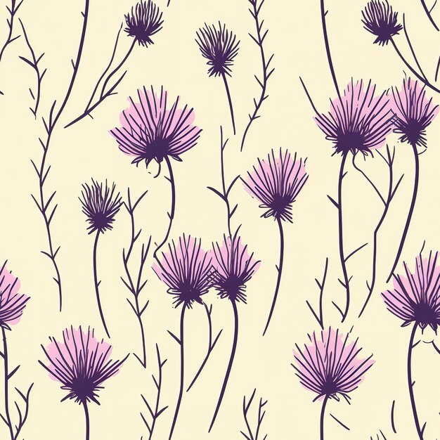 Foto een bloemenpatroon dat paars is en een paarse achtergrond heeft.