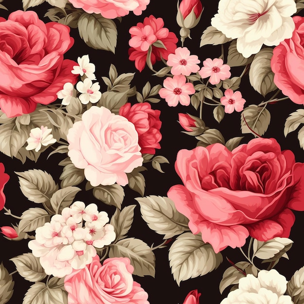 een bloemenpatroon met roze en witte bloemen.