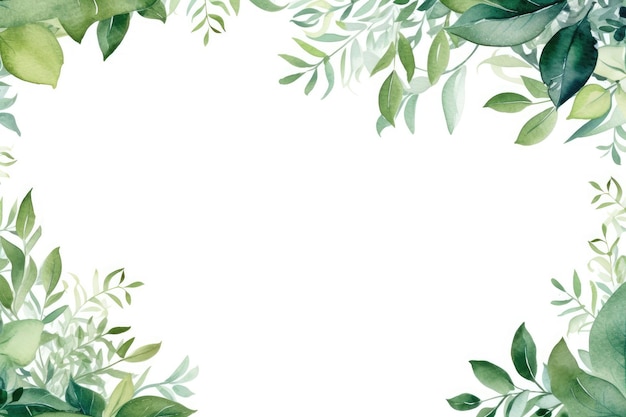 een bloemenrand met groene bladeren en takken met het tekstgebied.