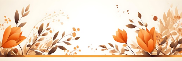 een bloemige achtergrond met oranje bloemen en bladeren Abstract Amber kleur gebladerte achtergrond met