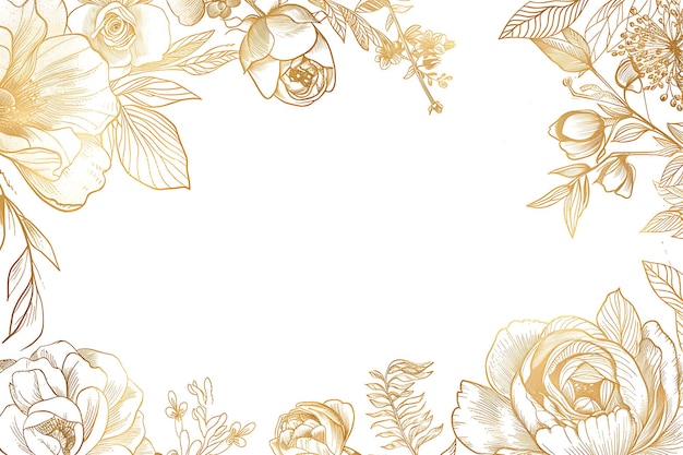 een bloemrijke achtergrond met gouden bloemen en bladeren