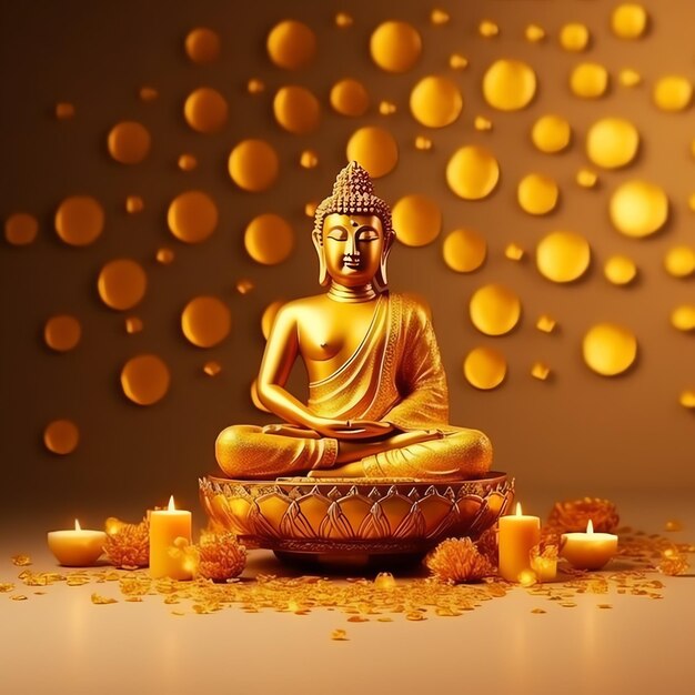 Een Boeddha zit in in vesak boeddha purnima dag met kopie ruimte Achtergrond voor vesak festival dag